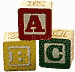 wooden blocks with A B C on them 