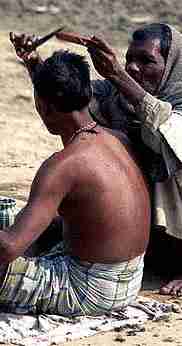 man getting a haircut