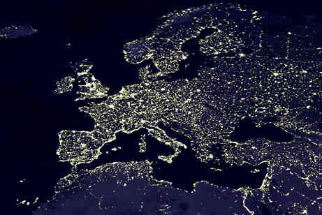 greater european area at night