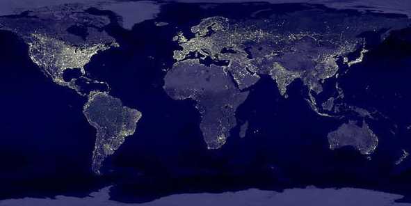 photo of Earth at night - smaller size